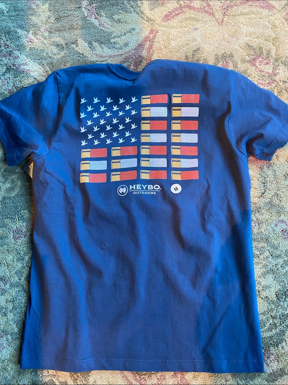 Heybo Kids' Short Sleeve Tee in Blue with Flag Graphic